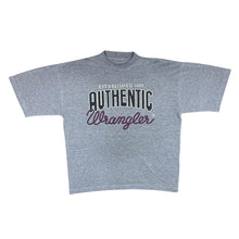 Load image into Gallery viewer, Vintage WRANGLER Classic Logo Spellout Graphic Grey Short Sleeve T-Shirt

