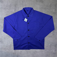 Load image into Gallery viewer, Early 00's BE-01 French Chore Worker Style Blue Button Cotton Jacket
