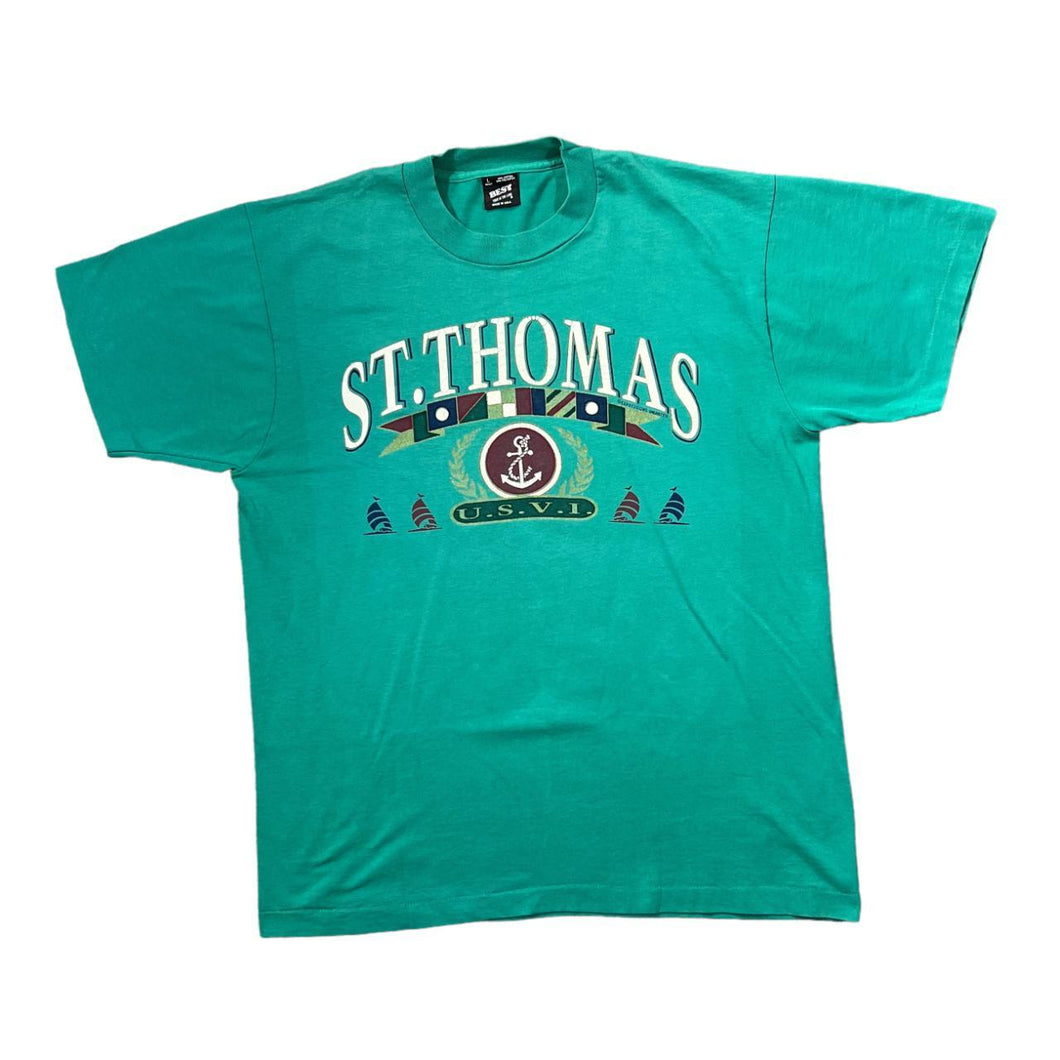 Vintage 90's ST. THOMAS US Virgin Islands Souvenir Spellout Graphic Single Stitch T-Shirt