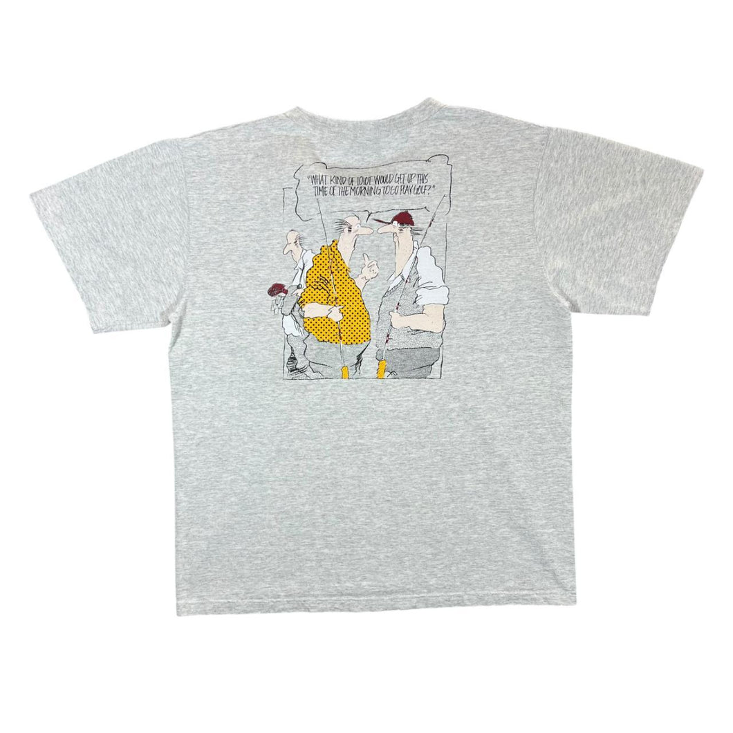Vintage FALCON'S LEDGE Golf Cartoon Souvenir Novelty Graphic Henley Button T-Shirt