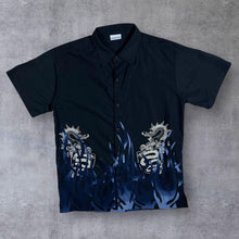 Load image into Gallery viewer, Early 00&#39;s X-Mail Gothic Y2K Flaming Dragon Graphic Short Sleeve Shirt
