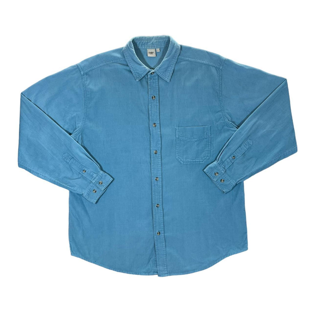 COTTON TRADERS Classic Blue Corduroy Cord Long Sleeve Shirt