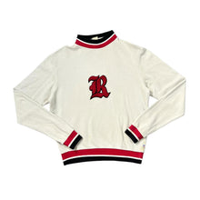 Load image into Gallery viewer, RUSSELL ATHLETIC Embroidered Chenille Big Logo Striped Trim Mock High Neck Sweatshirt
