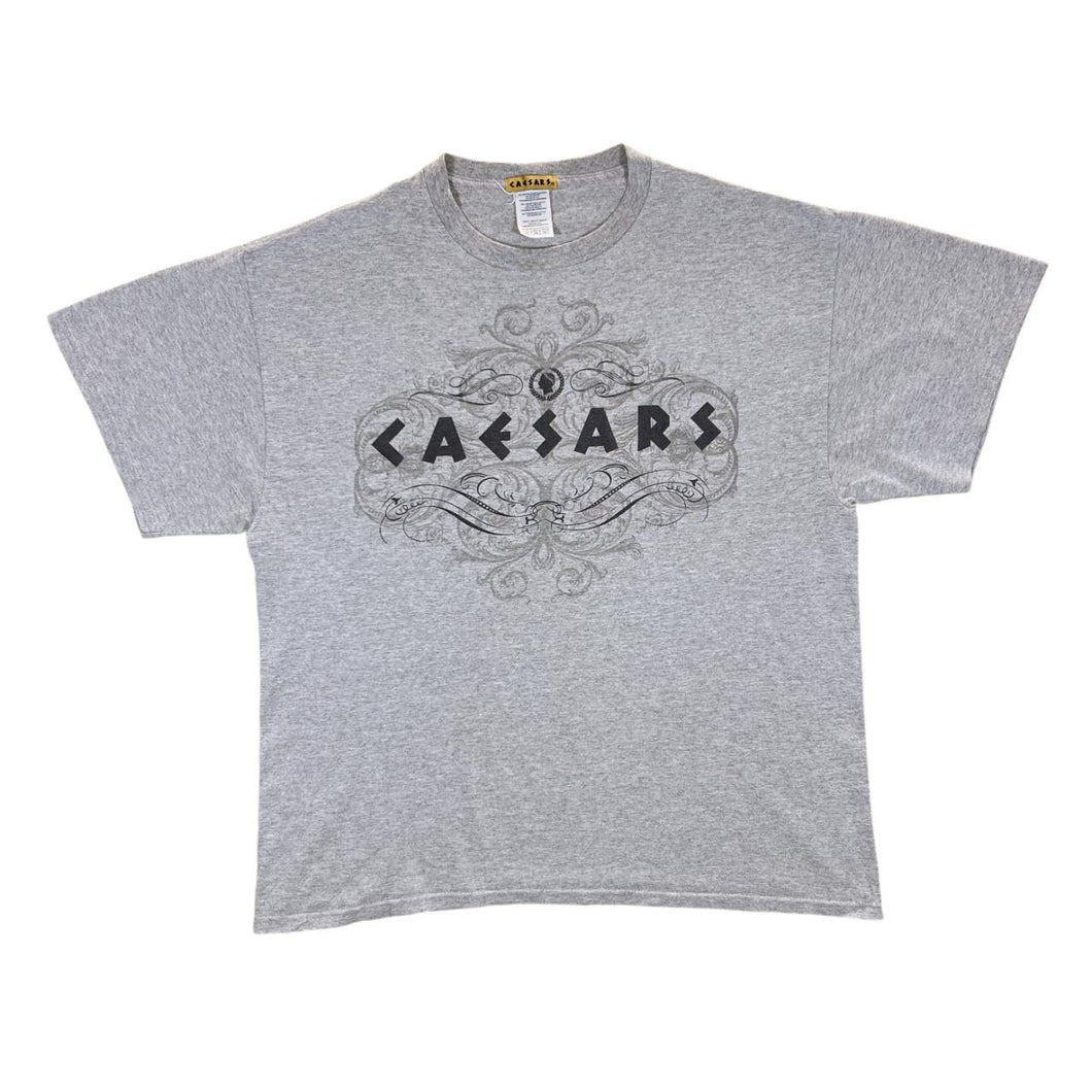 Vintage CEASARS PALACE Souvenir Logo Spellout Graphic Grey T-Shirt