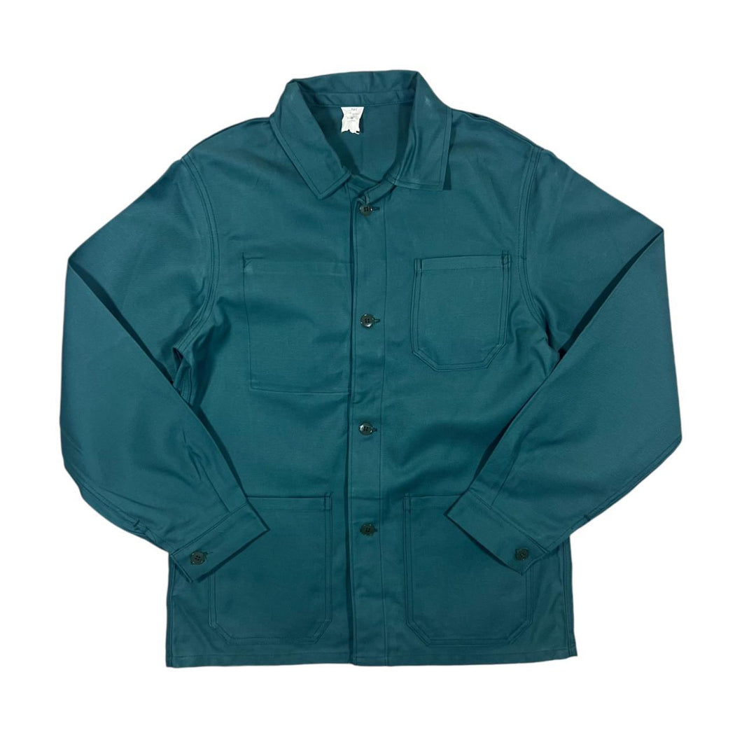Vintage Teal Green Blue Classic Cotton Button Worker Chore Lightweight Shirt Jacket
