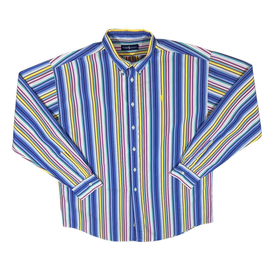 Early 00's RALPH LAUREN Multi Striped Long Sleeve Cotton Button-Up Shirt