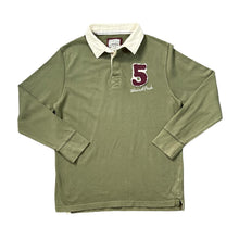 Load image into Gallery viewer, WEIRD FISH Embroidered Mini Logo Khaki Green Cream Long Sleeve Polo Shirt
