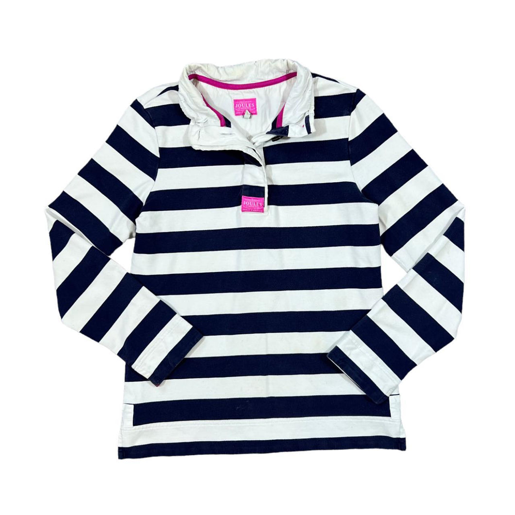 JOULES Classic Nautical Striped 1/4 Button Pullover Sweatshirt