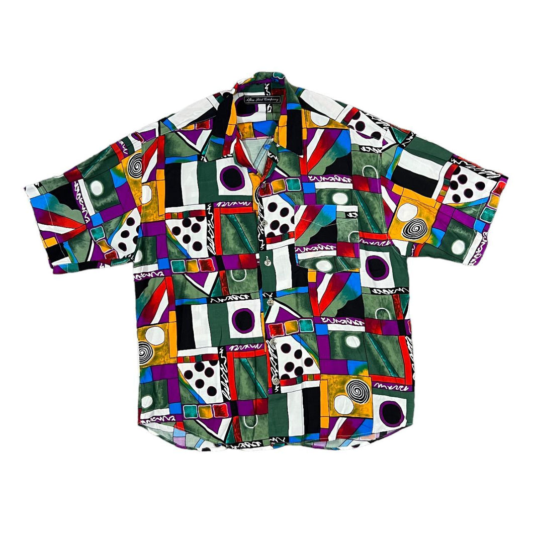 Vintage AFTERS SHIRT COMPANY Crazy Abstract Multi Coloured Open Collar Viscose Shirt