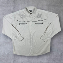 Load image into Gallery viewer, Atlas For Men Cowboy Western Cream Cotton Long Sleeve Popper Button Shirt
