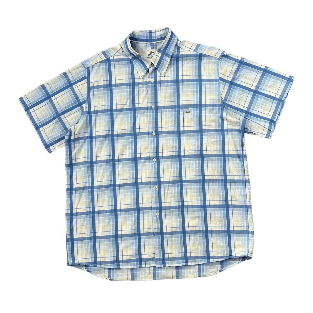 Early 00's LACOSTE Classic Mini Pocket Logo Plaid Check Short Sleeve Button-Up Shirt