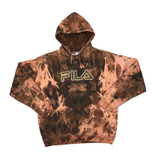 Load image into Gallery viewer, Vintage FILA Classic Embroidered Big Logo Spellout Bleach Tie Dye Pullover Hoodie
