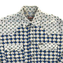 Load image into Gallery viewer, Vintage 90's Devergo Floral Checkerboord Patterned Cowboy Western Long Sleeve Shirt
