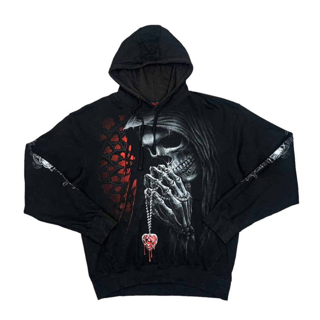 SPIRAL Gothic Horror Fantasy Grim Reaper Skeleton Graphic Pullover Hoodie