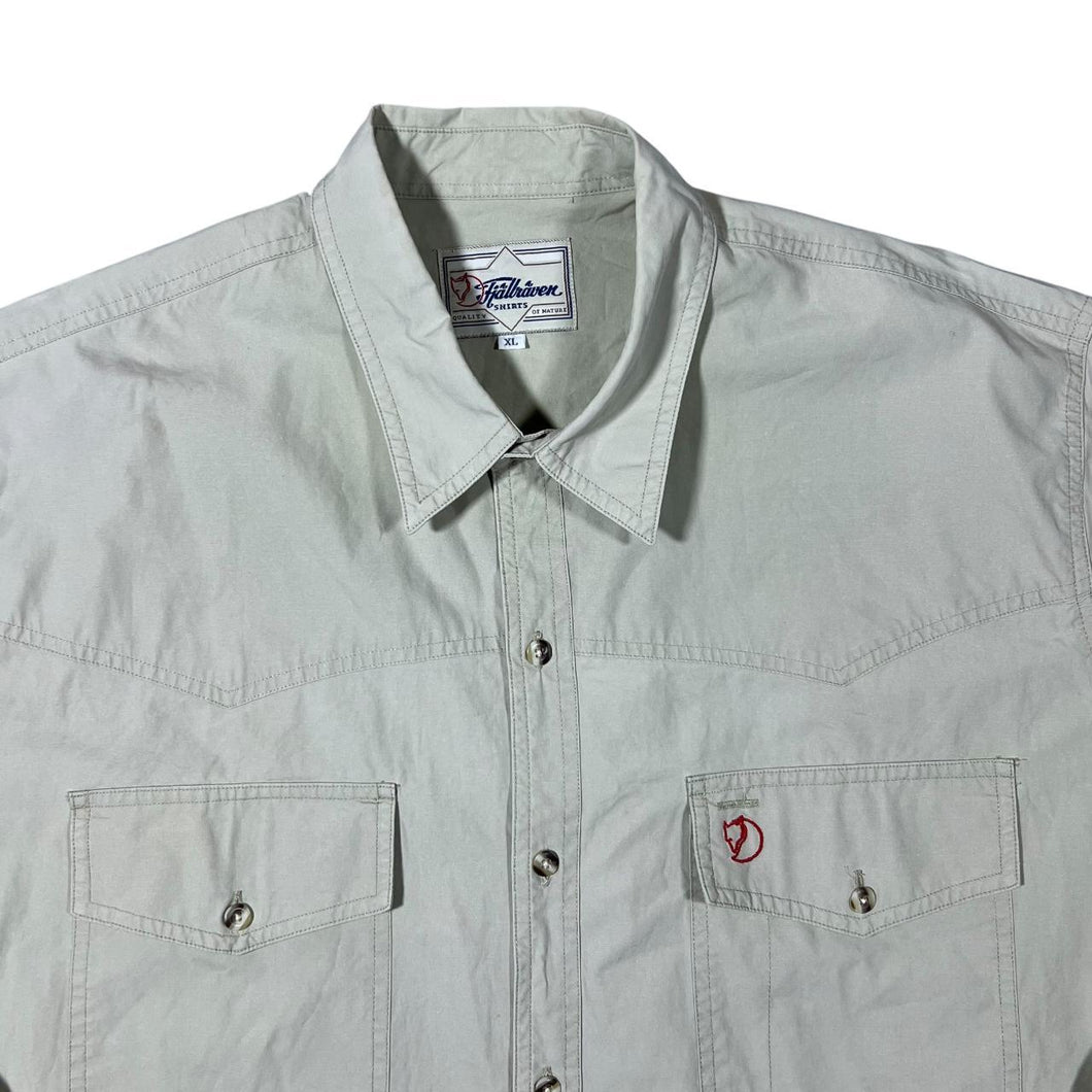 Vintage Fjallraven Classic Beige Hiking Utility Safari Long Sleeve Cotton Shirt