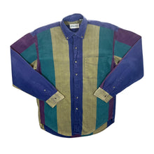 Load image into Gallery viewer, Vintage 90&#39;s St. John&#39;s Bay Colour Block Striped Long Sleeve Button-Up Cotton Shirt
