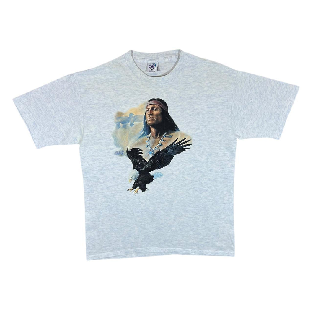 Vintage 90's Cal Cru Native American Bald Eagle Wildlife Graphic Single Stitch T-Shirt
