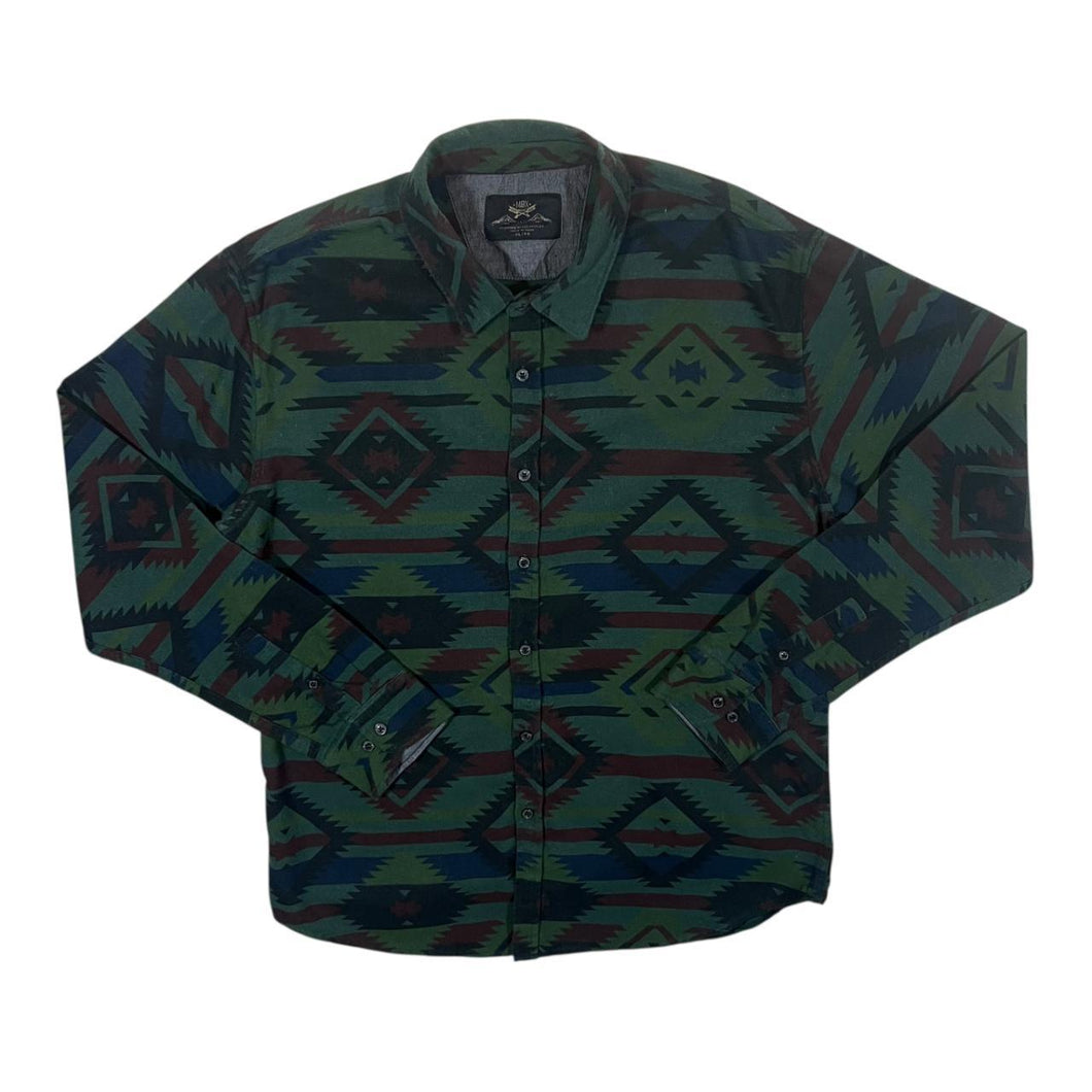 MBX Los Angeles Aztec Crazy Patterned Long Sleeve Cotton Blend Shirt