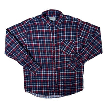 Load image into Gallery viewer, Vintage Pradizo Navy Blue Red Plaid Check Long Sleeve Cotton Flannel Shirt
