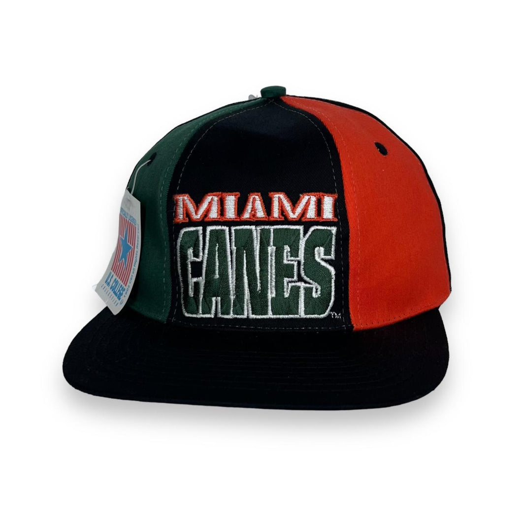 Deadstock Vintage Drew Pearson (1992) NCAA MIAMI HURRICANES Colour Block Embroidered Baseball Cap