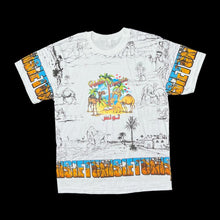 Load image into Gallery viewer, Early 00’s TUNISIA “Hello Tunisia” Souvenir Cartoon All-Over Print Spellout Graphic T-Shirt
