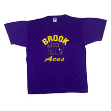 Load image into Gallery viewer, Vintage 90&#39;s Russell Athletic BROOK ACES Basketball Graphic Purple Single Stitch T-Shirt
