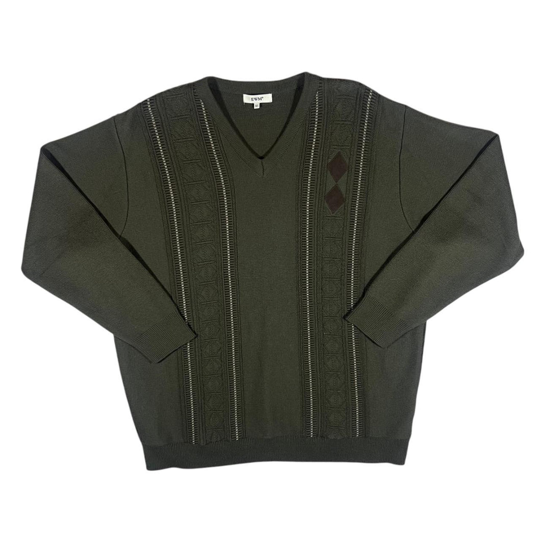 Vintage EWM Edinburgh Woolen Mill Grandad Patterned Acrylic Button Cardigan Sweater