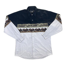 Load image into Gallery viewer, Vintage STARS &amp; STRIPES Cowboy Western Horse Graphic Pearl Snap Popper Long Sleeve Shirt
