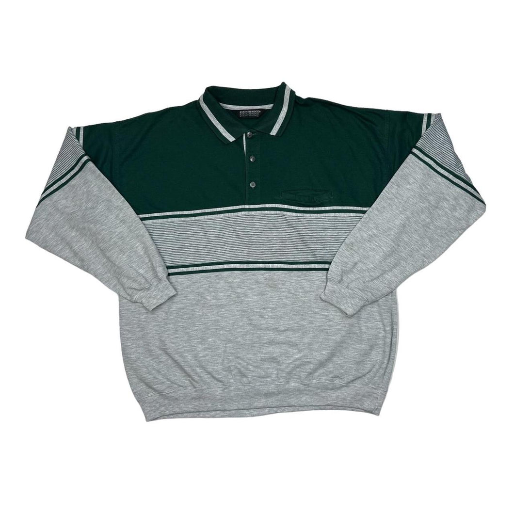 Vintage 90’s KNIGHTSBRIDGE Striped Colour Block Collared Sweatshirt
