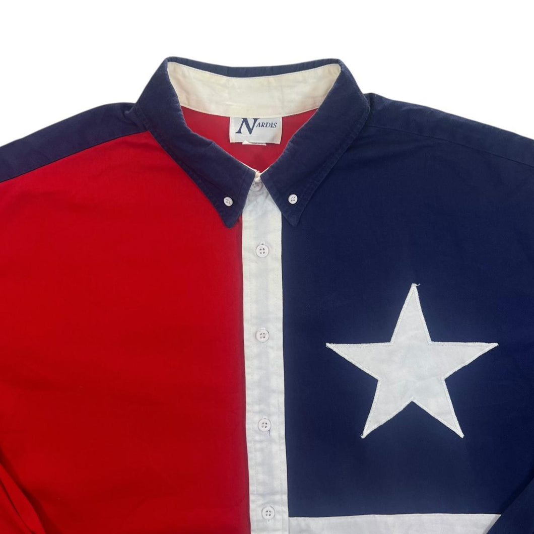 Vintage 90's Nardis Cowboy Western USA Flag Long Sleeve Button-Up Cotton Shirt
