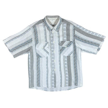 Load image into Gallery viewer, Vintage 90's White Grey Blue Striped Patterned Short Sleeve Flannel Shirt
