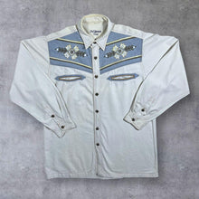 Load image into Gallery viewer, Vintage DeSigner&#39;s Club Cowboy Western Embroidered Native White Long Sleeve Shirt
