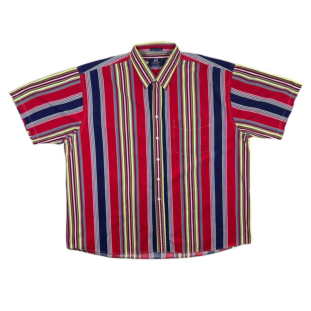 Vintage VAN HEUSEN Multi Colour Striped Cotton Short Sleeve Shirt
