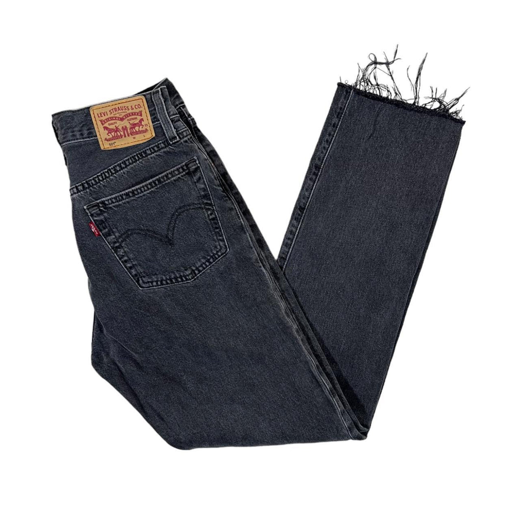 LEVI'S 501 Classic Washed Black Denim Straight Leg Jeans