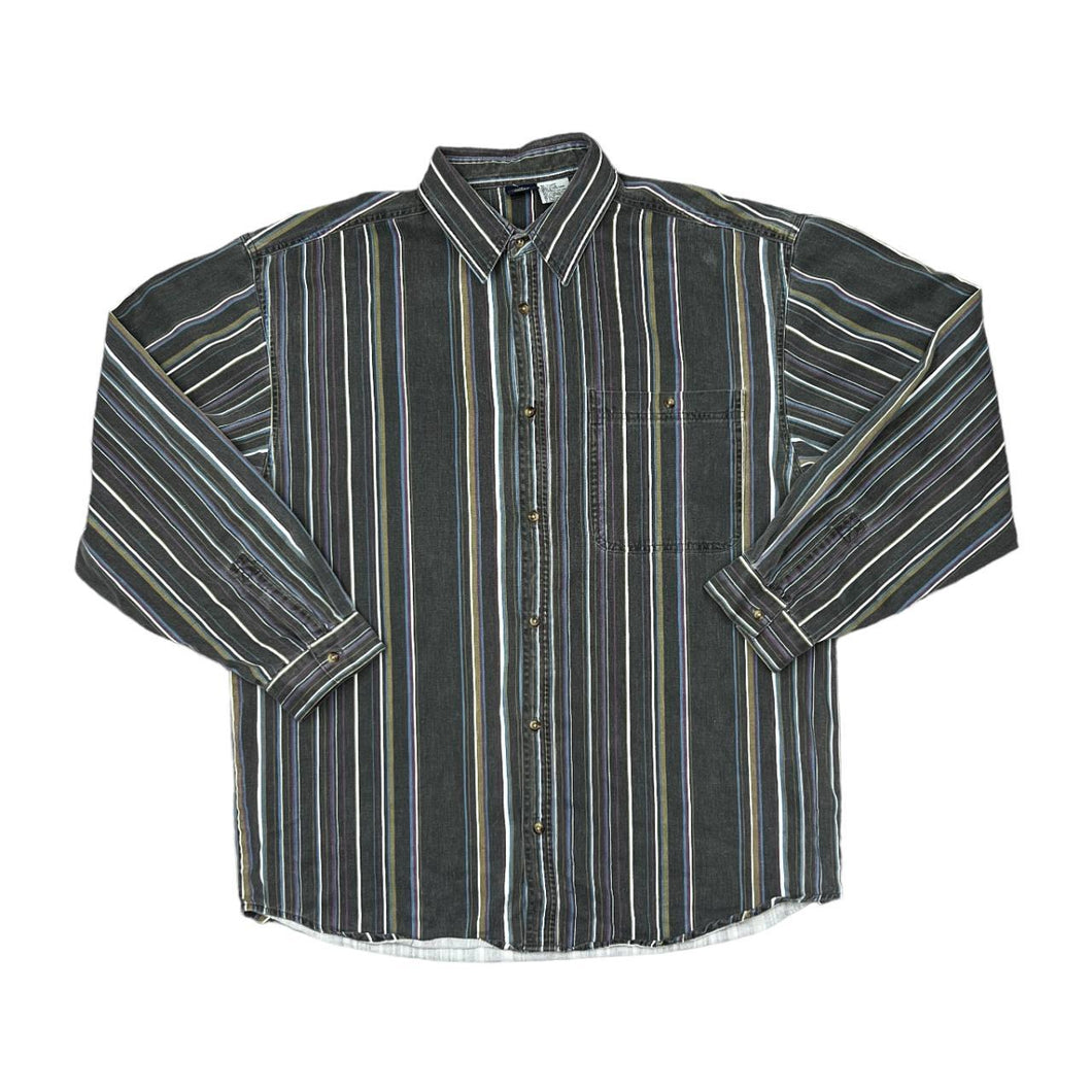 Vintage 90's SAUGATUCK Multi Striped Heavy Cotton Long Sleeve Shirt