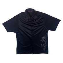 Load image into Gallery viewer, Early 00&#39;s Cutting Edge Gothic Y2K Dragon Mesh Layered Black Short Sleeve Shirt
