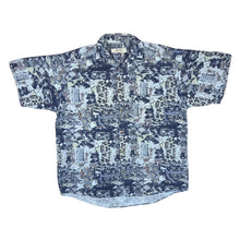 Load image into Gallery viewer, Vintage 90's ANDRE LEON Blue Mix Crazy Abstract Patterned Short Sleeve Flannel Shirt
