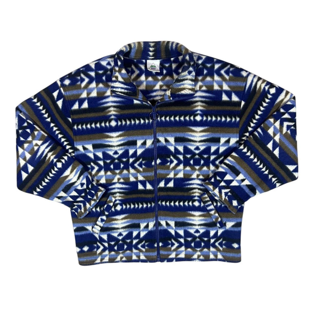 Vintage NEW FAST Crazy Abstract Aztec Patterned Zip Fleece Sweatshirt