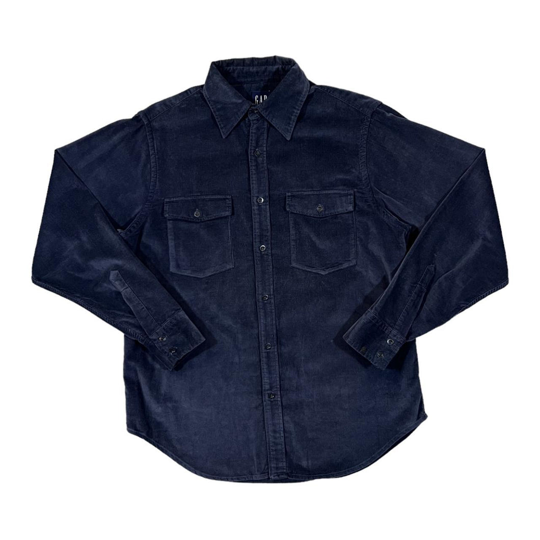 Early 00's GAP Classic Navy Blue Micro Corduroy Cord Long Sleeve Shirt