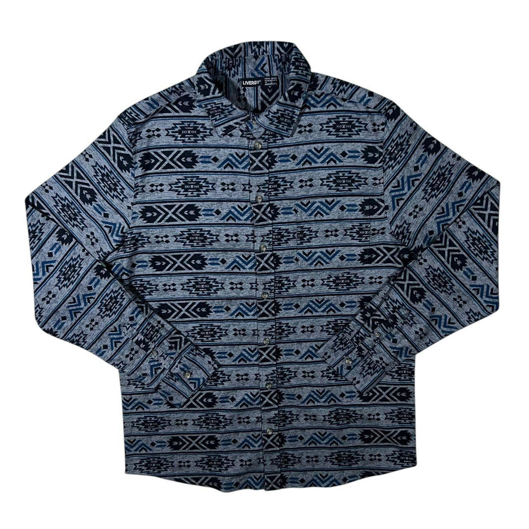 Livergy Aztec Crazy Patterned Long Sleeve Cotton Flannel Shirt