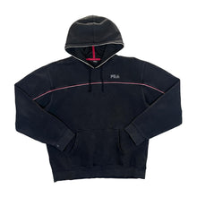 Load image into Gallery viewer, Early 00&#39;s FILA Classic Embroidered Mini Logo Black Pullover Hoodie
