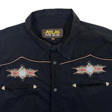 Load image into Gallery viewer, Atlas For Men Cowboy Western Embroidered Black Cotton Long Sleeve Shirt
