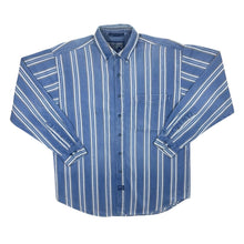 Load image into Gallery viewer, Vintage 90&#39;s Coliseum Blue White Striped Long Sleeve Cotton Button-Up Shirt
