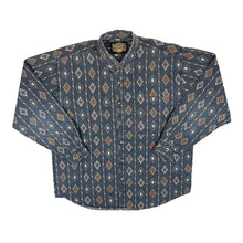 Load image into Gallery viewer, Vintage 90&#39;s Cottonwood Aztec Navajo Patterned Black Long Sleeve Cotton Shirt
