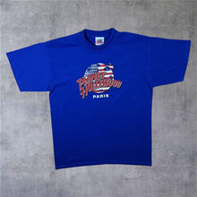 Load image into Gallery viewer, Early 00's Planet Hollywood "Paris" Souvenir Logo Graphic Blue Short Sleeve T-Shirt
