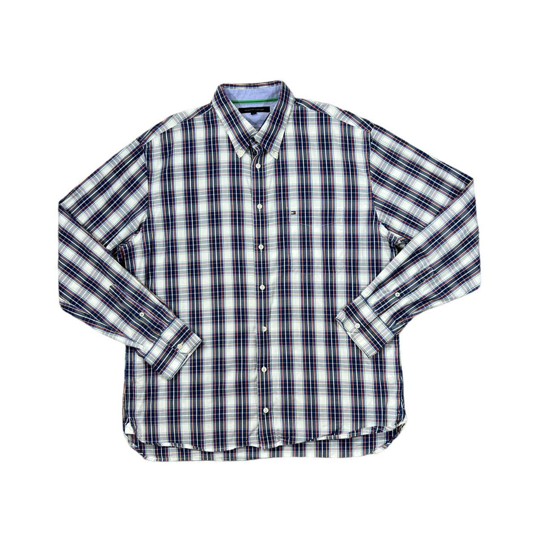 TOMMY HILFIGER Plaid Check Mini Logo Long Sleeve Button-Up Shirt