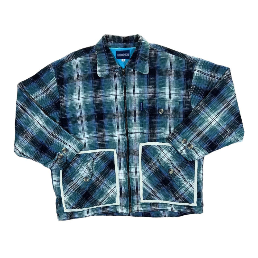 Vintage 90's HOOCH Multi Plaid Check Lightly Padded Zip Flannel Shirt Jacket