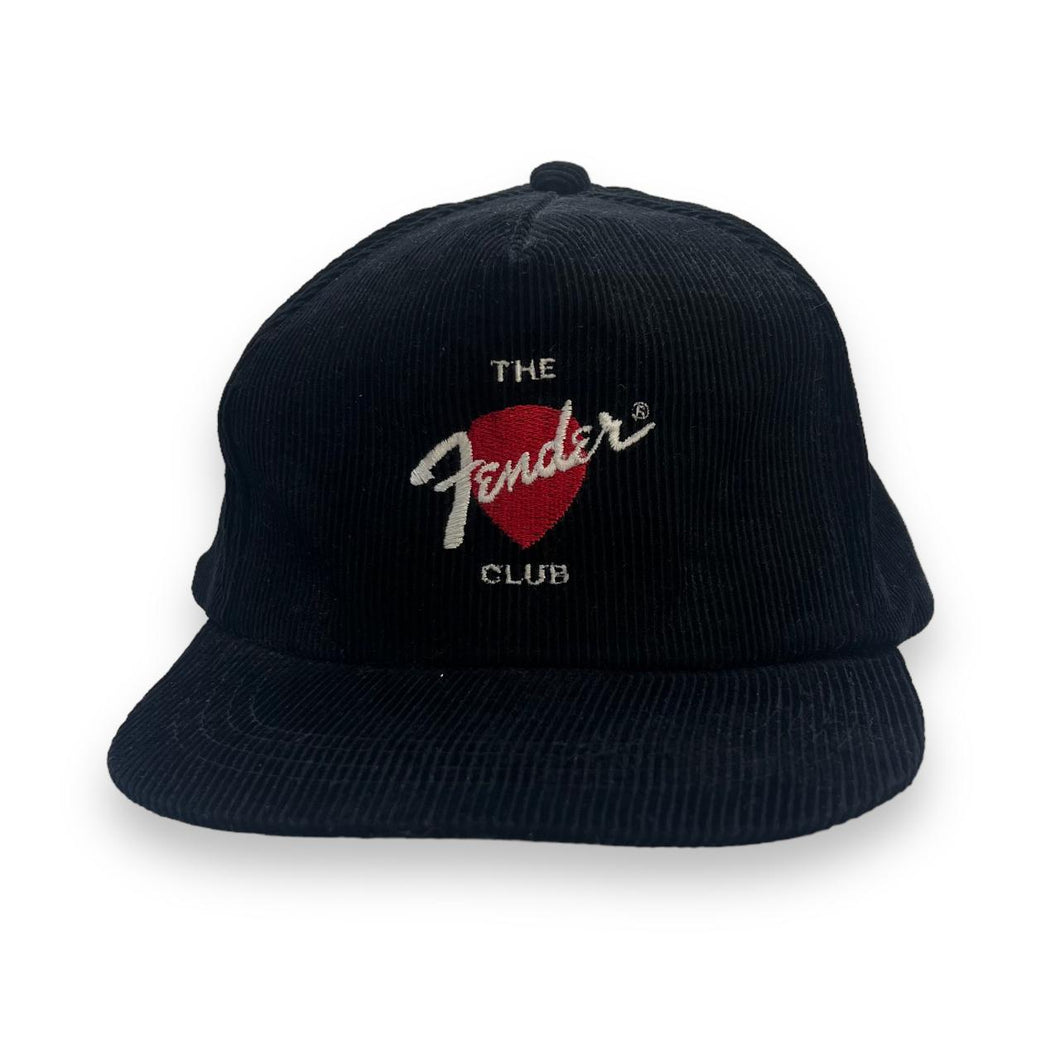 Vintage 90's THE FENDER CLUB Guitars Made In Korea Embroidered Logo Corduroy Cord Baseball Cap