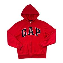 Load image into Gallery viewer, GAP Classic Embroidered Big Logo Spellout Red Zip Hoodie
