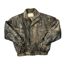Load image into Gallery viewer, Vintage 90&#39;s KC GENUINE LEATHER Distressed Effect Brown Real Leather Bomber Jacket
